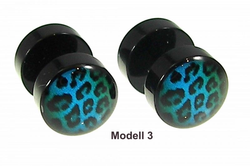 Stück 10 mm Ohrstecker Fakeplugs leopard Braun Weiß Schwarz Fake