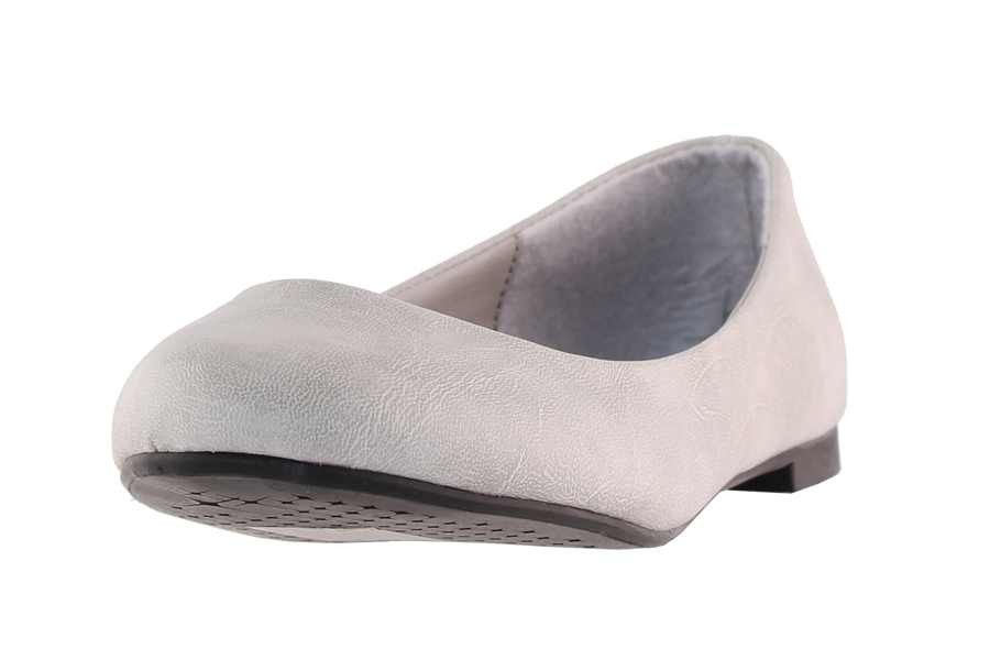 Ballerina Schuh Leder Optik flach Grau klassischer Designer Damenschuh