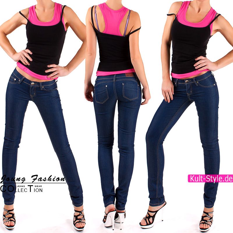 DAMEN RÖHRENJEANS Jeans STRETCH Hose Sexy Treggings Jeggings PUSH UP