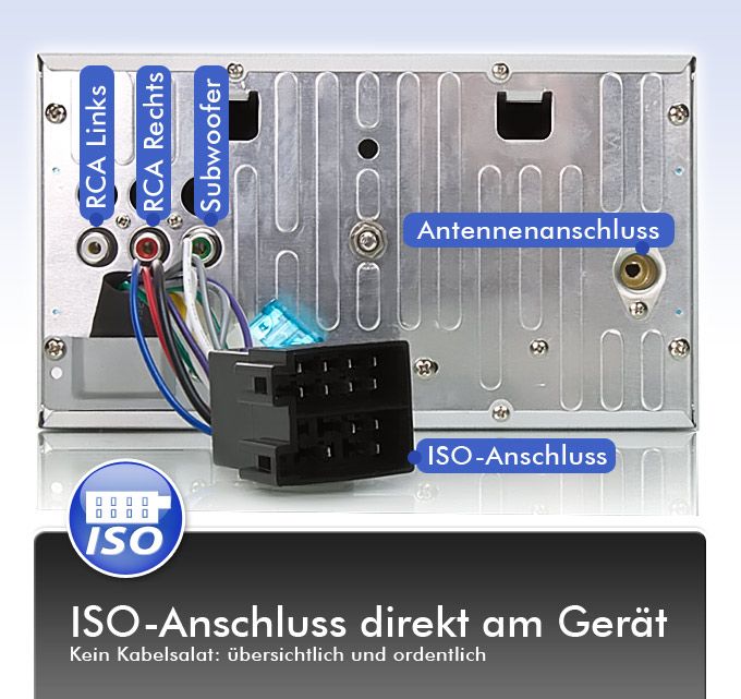 XOMAX XM 2RSU411 ISO Kabel befestigt am Gerät Fernbedienung mit