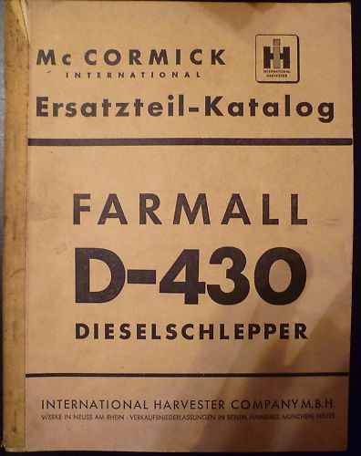 McCormick Ersatzteilliste Dieselschlepper Farmall D430 Traktor Ersatzteilliste 