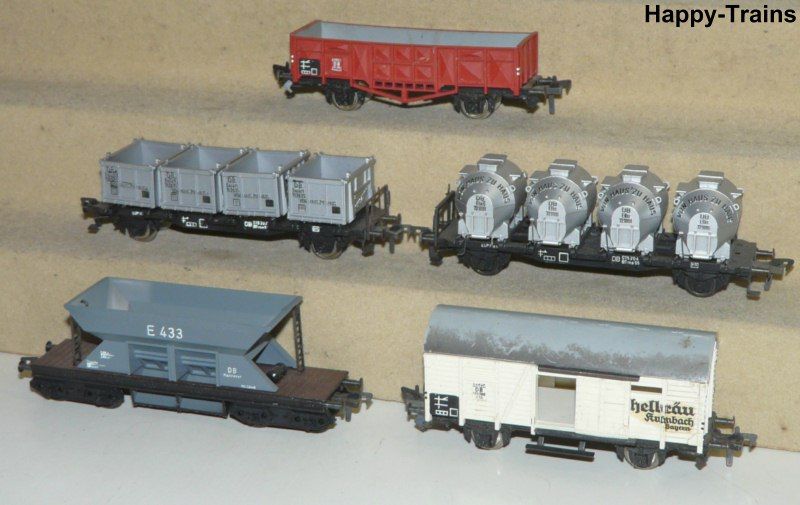 5x Fleischmann/ E 433 Selbstentladewagen +2x Von Haus zu Haus