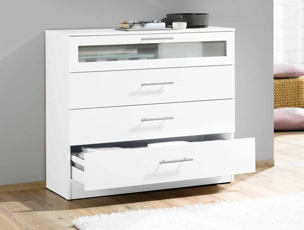 Kommode Aktenschrank Schrank Schubladenkommode Glas Mod.K441 Weiss