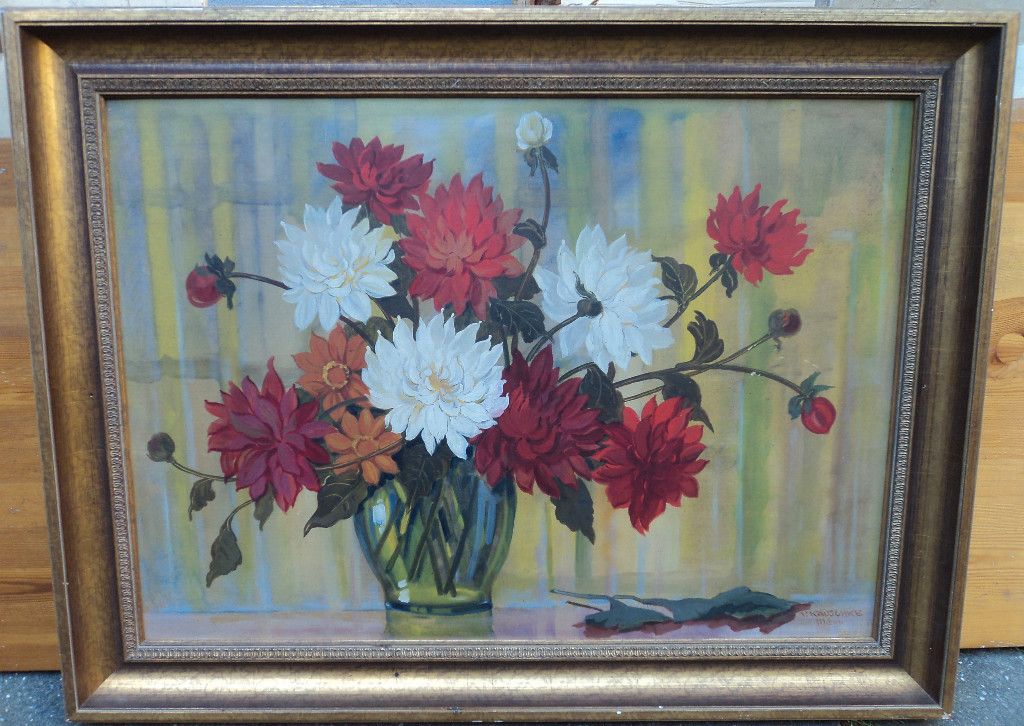 Großes Stillleben Blumen P.Kauschke 112 x 85