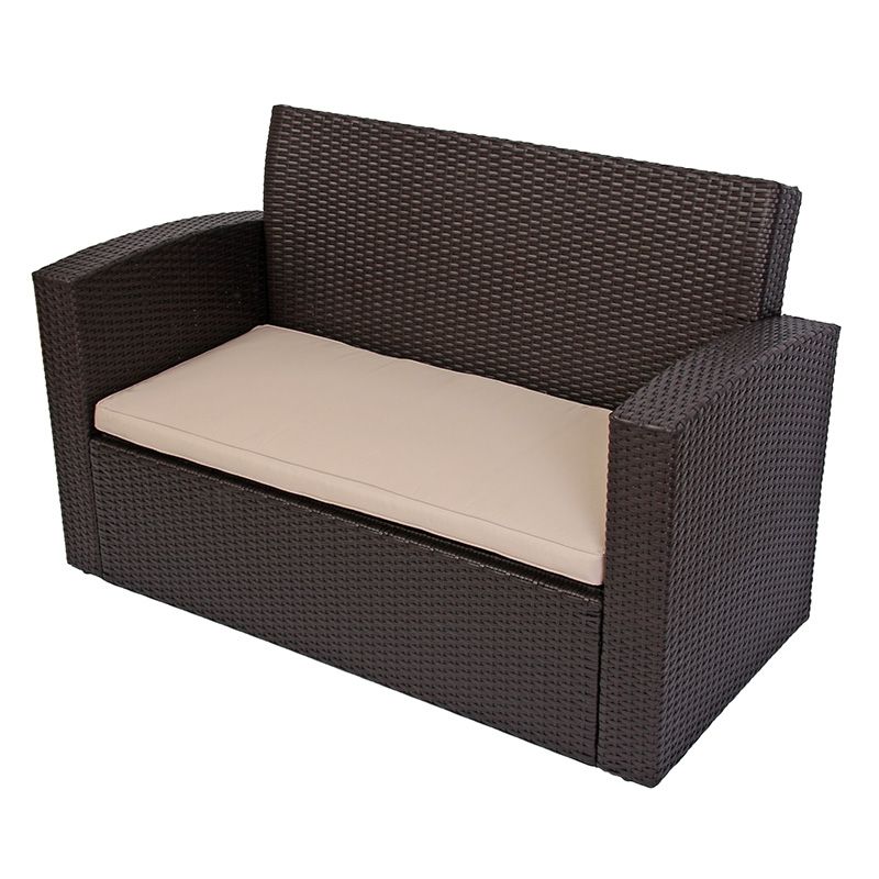 Garten Garnitur Lounge Set Turin, Poly Rattan, anthrazit, braun, rot