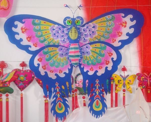 Gorgeous 3D Huge Blue Diamond Butterfly Hand painted Kite / Decor