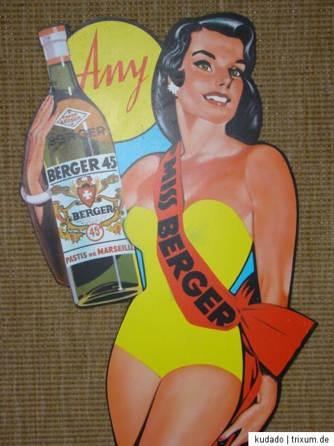 Nr.C7028 Miss Berger 45 PIN UP GIRL VINTAGE 60er SCHILD