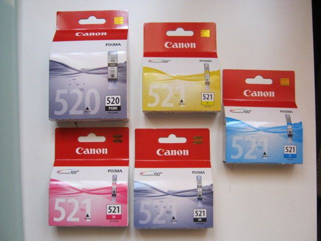 5x Druckerpatronen Canon Pixma 520 + 521 original