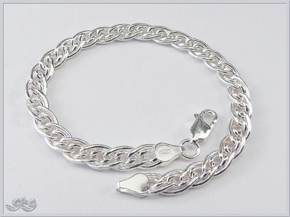 7mm Doppel Panzerarmband Länge 20cm 925 Sterling Silber