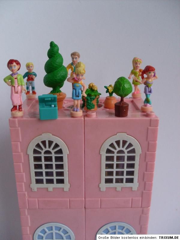 Polly Pocket Mini **Tolle Stapelvilla **mit 4 Zimmern + Pollys + Pool