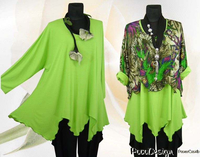 PoCo DeSiGn° LAGENLOOK ♥ Overlong Tunika Long Shirt Zacken