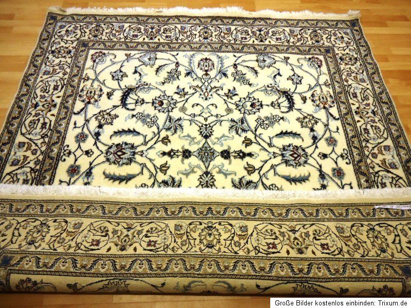 Königlicher NAIN mit Seide GEREINIGT  Orient Teppich 215x200cm Old