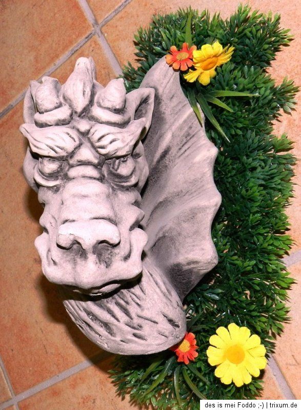 Drache DRACO frostfester Betonguss Blumenkind Gartenfigur Skulptur