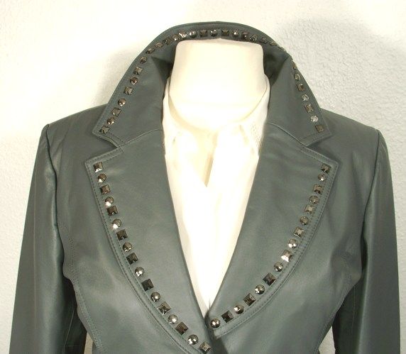 SARAH KERN   EDLE ECHT LEDER JACKE   GRAU   Gr.46   NEU