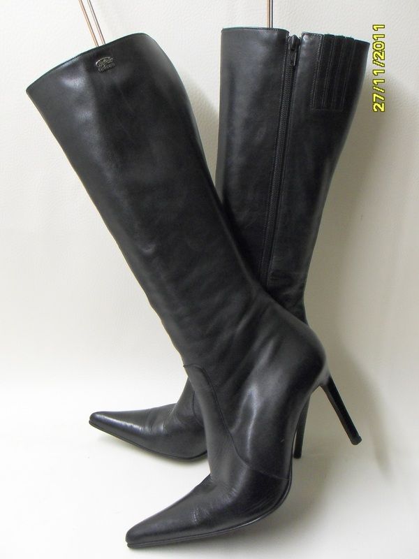 Sexy*Langschaft*Black*Leder*Buffalo*Boots*Stiefel*Edel*Stilettos*High