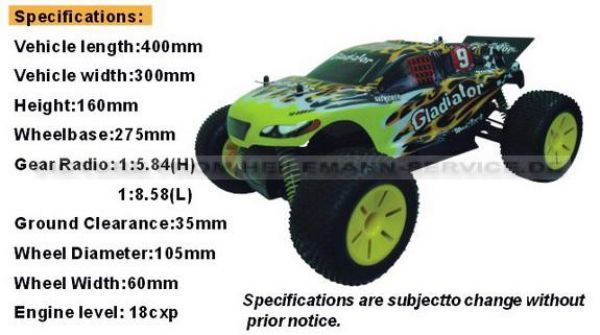 RC Verbrenner Monstertruggy Gladiator komplett aufgebaut, 3,0 ccm