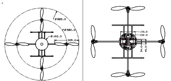 Lotus Quadcopter T580 mit Kamerhalterung und Lipo Akku