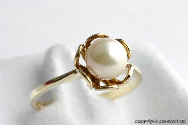 Perlenring in 14 kt. 585 Gold Ring mit Perle