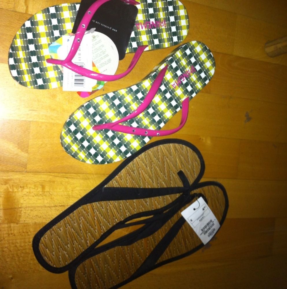 Flip Flops Gr 40 von IPANEMA in Gruen und Pink H M in Schwarz Bast NP