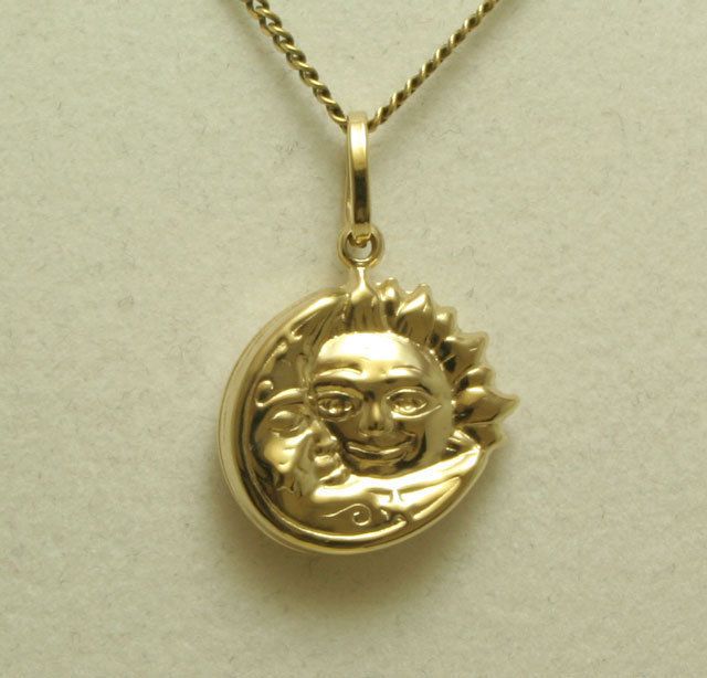 Anhänger 585 14 kt. Gold Gelbgold Sonne Mond Sterne