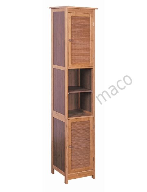 Bambus Hochschrank   Badezimmerschrank mit 2 Türen
