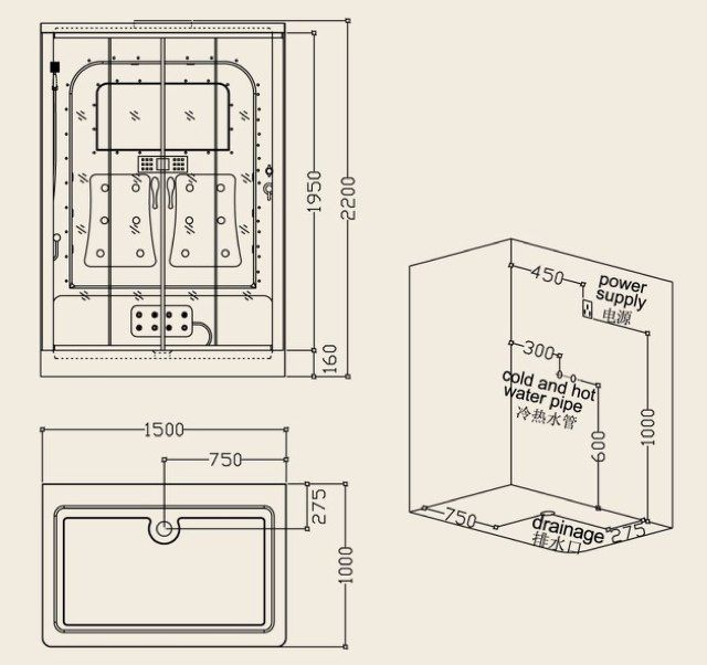 PERSONEN DAMPFDUSCHE DUSCHKABINE DUSCHE OCEANIA® B602 DUSCHTEMPEL