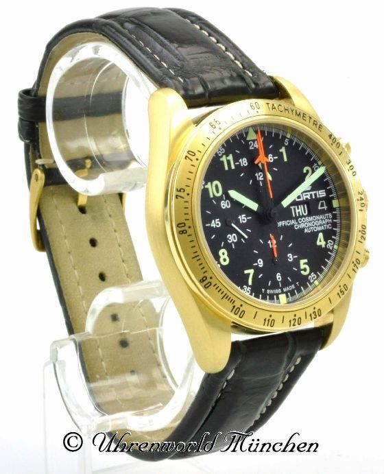 Fortis Official Cosmonaut 750/Gold an Leder 602.50.142