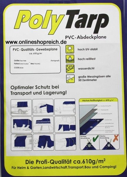 Top Angebot PVC LKW Plane Abdeckplane 2 x 3 m 610g/m² blau Top