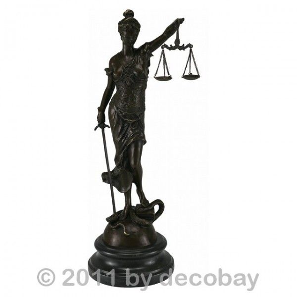 Richterin Justitia Bronze Figur Skulptur Kunstwerk im antiken Stil