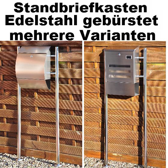 Edelstahl Standbriefkasten gebürstet Briefkasten Postkasten Mailbox