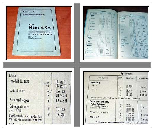 Kurt Mänz & Co. Mähmaschinen Bindertücher Katalog 1950