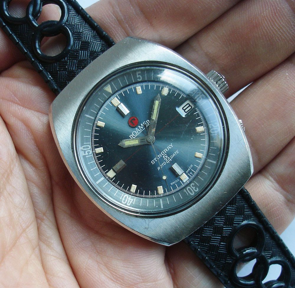 70s Roamer Stingray S Rotordate 200m 660ft Stainless Steel Monobloc