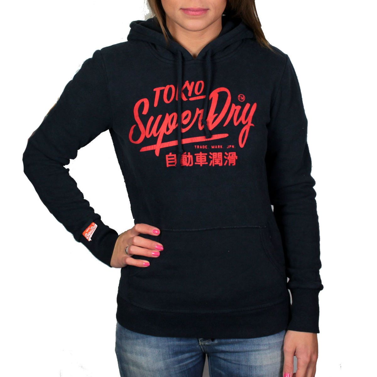 Superdry Damen TICKET TYPE HOODY NAVY Gr S Hoodie Kapuzenpullover