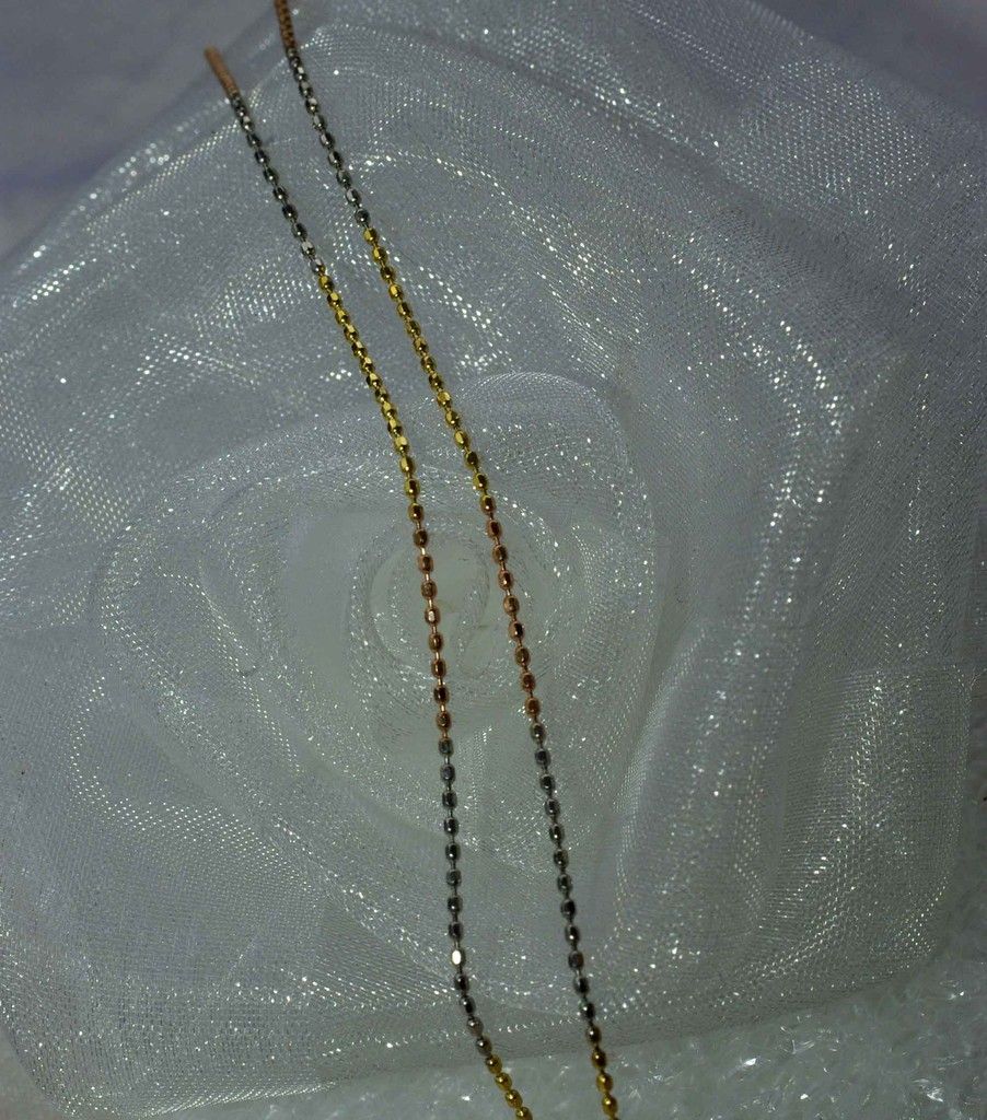 feine Halskette Goldkette Kugelkette 750er Gold 18K tricolor 45cm Neu