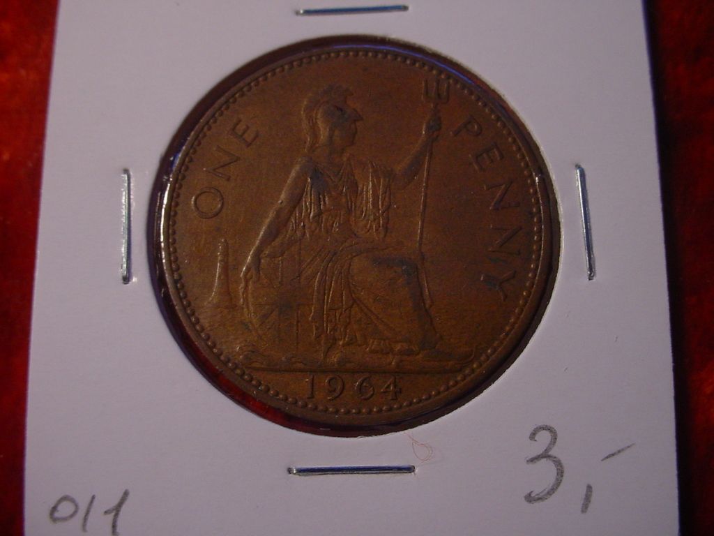 BRITAIN 1964 ONE PENNY ELIZABETH II DEIGRATIA REGINAFD 664