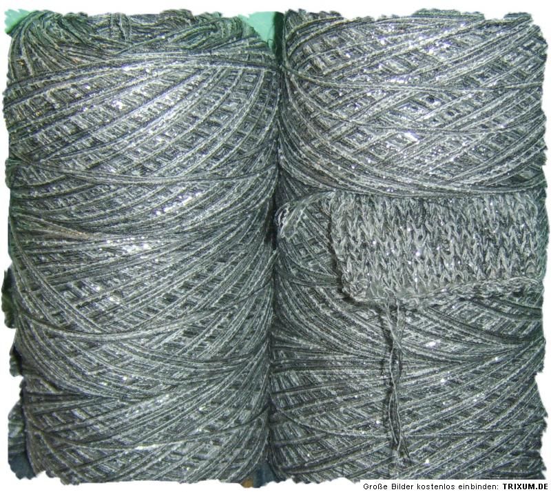 Strickgarn Grau, Anthrazit, Lurex 670 g Wollpaket