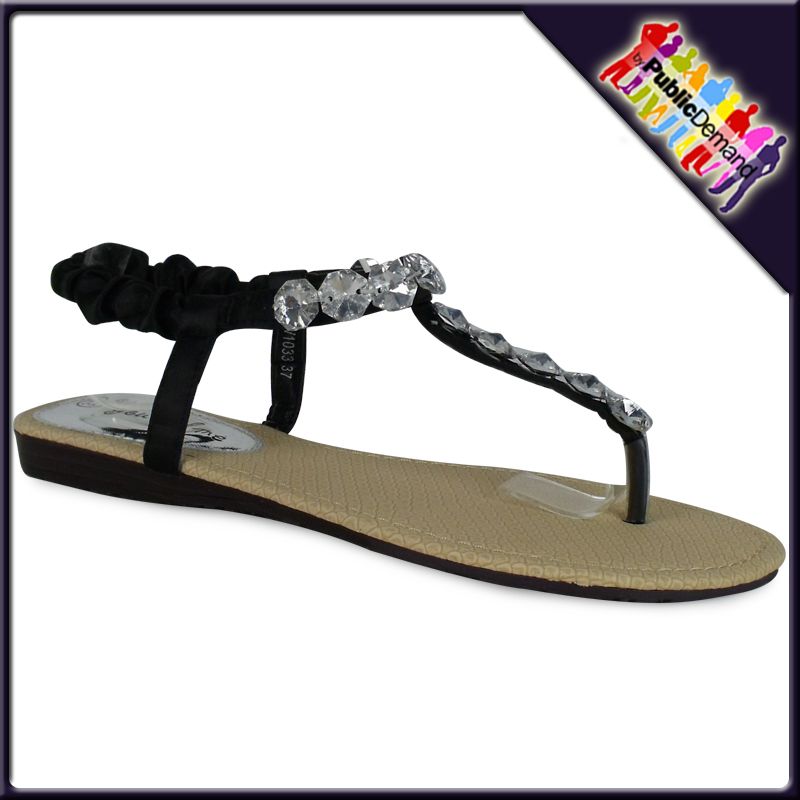 ByPublicDemand   G2T New WOMENS Jewel Flache Strass Flache Sandalen