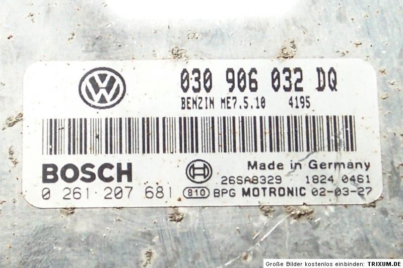 Motorsteuergerät VW Lupo 1.4L 60PS AUD 030906032DQ Bosch 0261207681