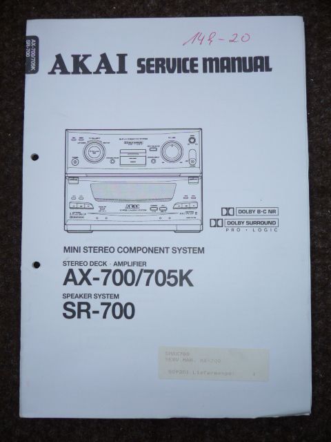 Service Manual für Akai AX 700/AX 705K/SR 700 ,ORIGINAL