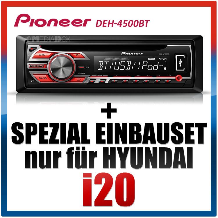 PIONEER USB/BLUETOOTH//iPod Autoradio Set für HYUNDAI i20 ab 2007