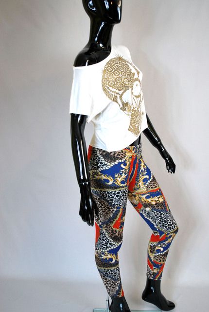 stylische rockig Leggings,Ethno Barock Safari Stil,grafische Muster