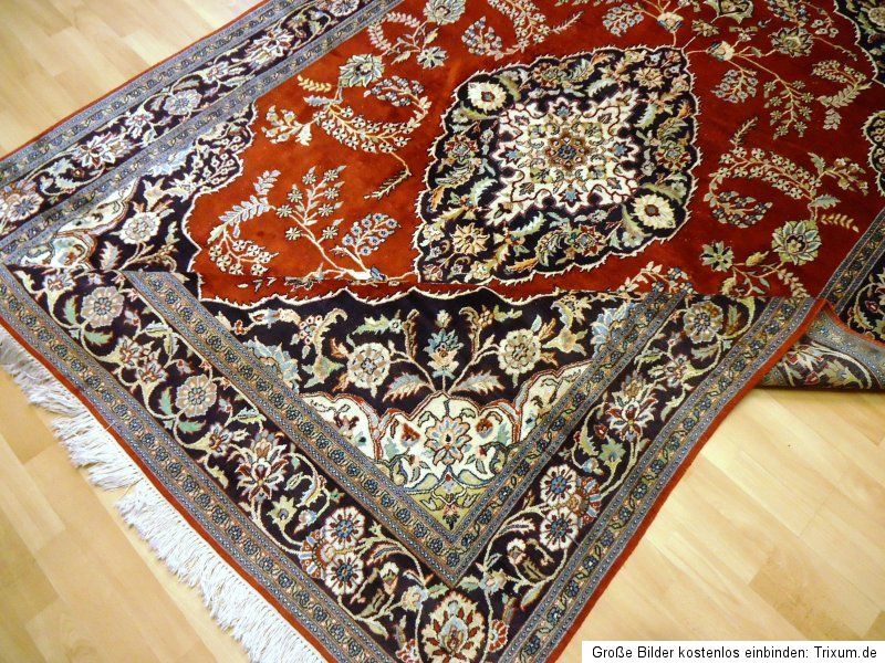 Seidenteppich GHOM KASCHMIR SEIDE GEREINIGT. Teppich Silk Old Rug