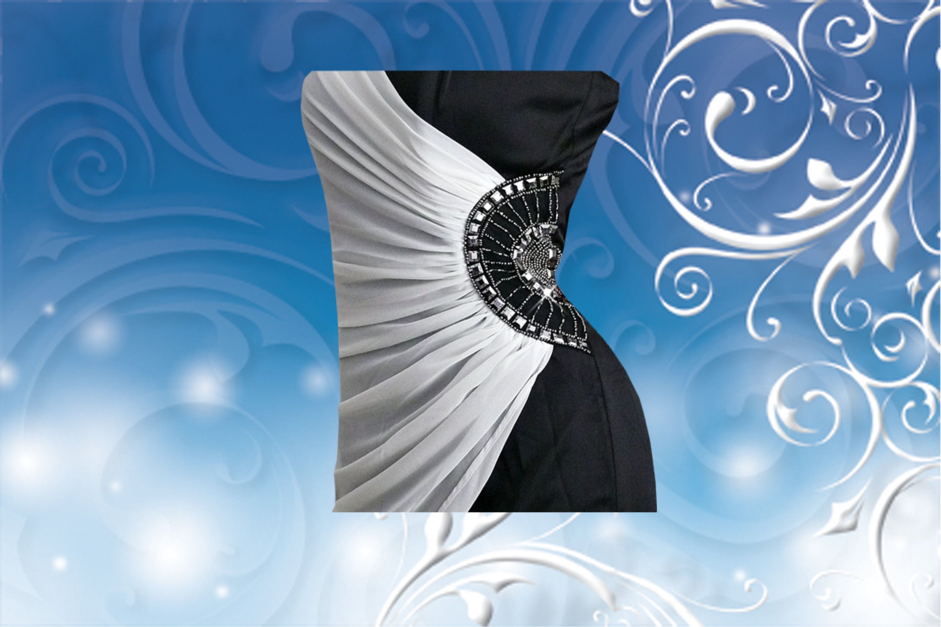 Abendkleid Cocktailkleid Satin Kleid mit Perlen schwarz weiss 38 L gr