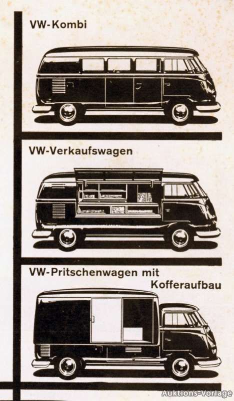 VW Bus T1 Bully Reklame 1959 Pritsche Kombi Kasten wow