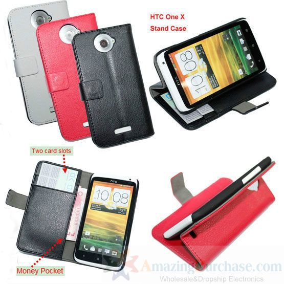 Zubehör Für HTC One X Leder Brieftasche Schutzhülle Tasche Mit