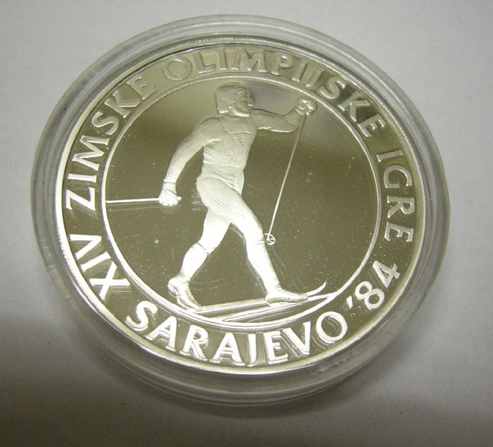 JUGOSLAWIEN 500 DINARA 1984 OLYMPIA SARAJEVO SILBER PP