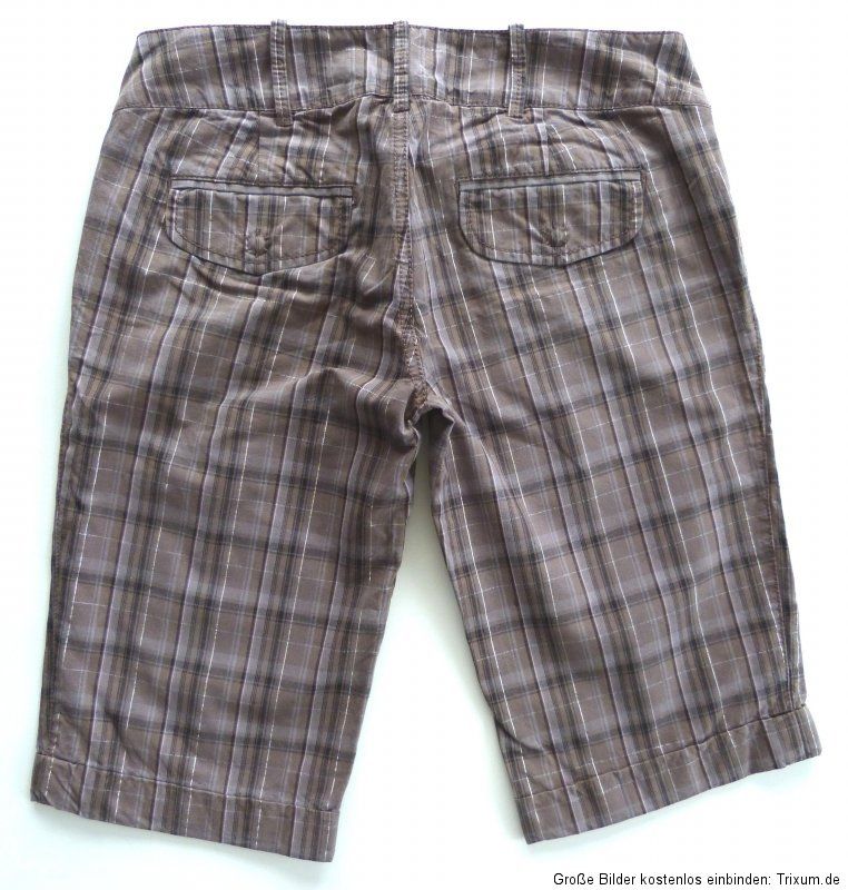 ganz süsse EDC by ESPRIT SHORTS HOSE taupe silber rosa kariert Gr