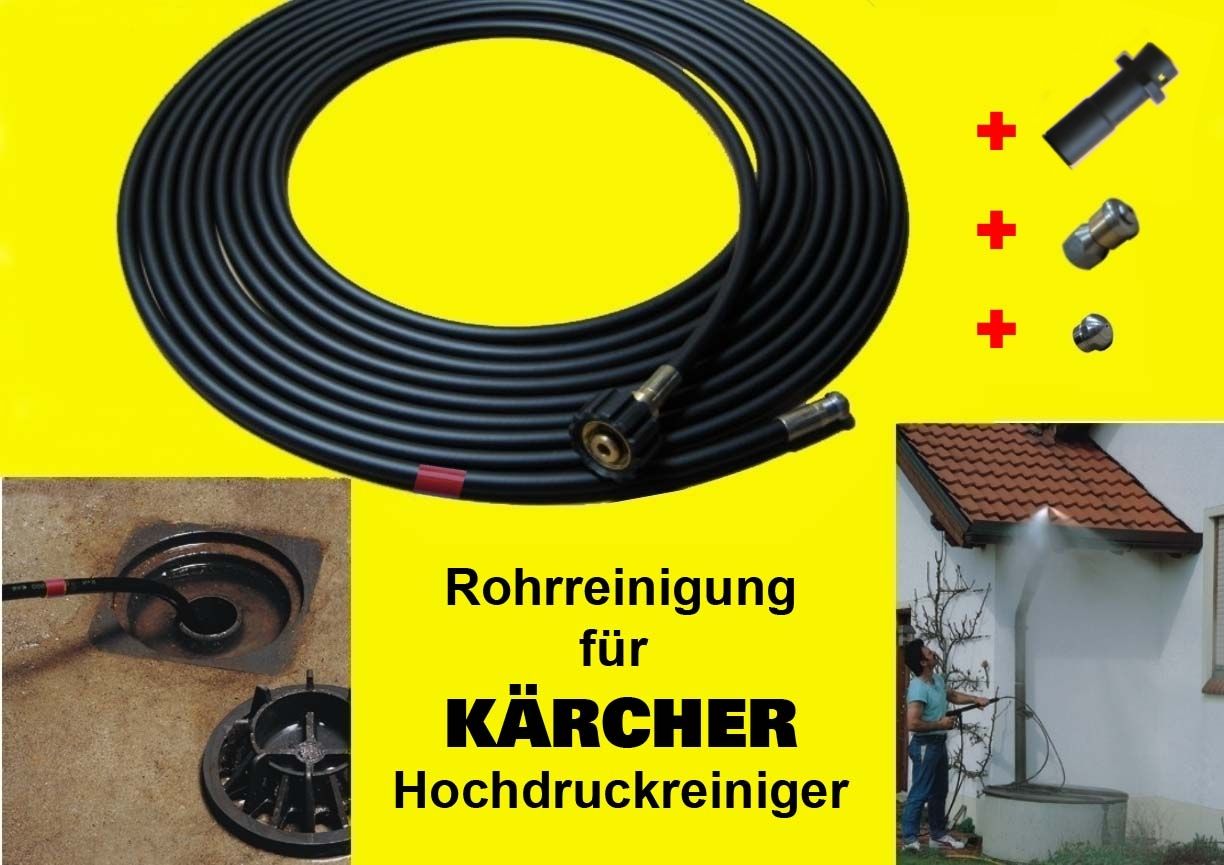 30m Rohrreinigungsschlauch SET Rohrreinigungsset fuer Kaercher