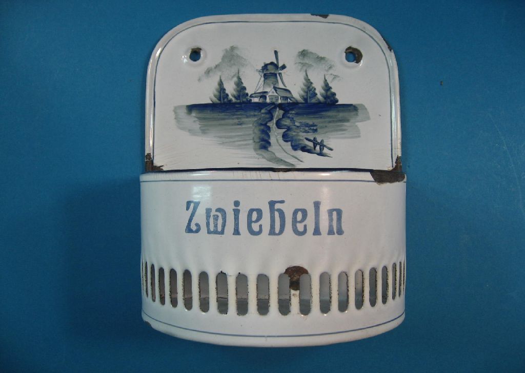 **Wandbehälter **ZWIEBELN* Delfter Malerei Windmühle (752)