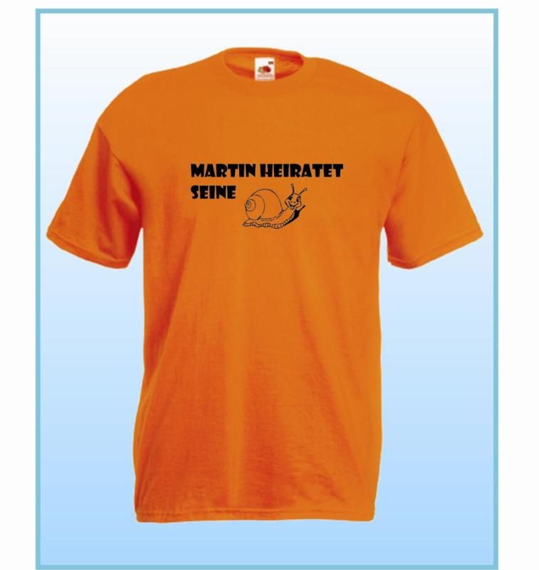 Fun T Shirt Junggesellenabschied orange Schnecke JGA